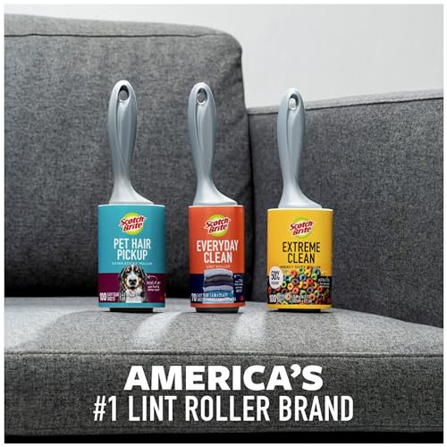 Scotch-Brite 50% Stickier Lint Roller Works Great On Pet Hair 6 Rollers 48 Sheets per Roller 288 Sheets Total (Packaging May Vary) (Pack of 2) - size: 12 Rollers (576 Sheets)
