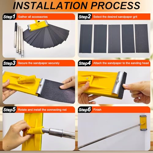 Pole Sander for Drywall, Hand Sanding Pole with Extension Handle - size: Pole Sander Set