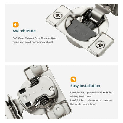 HOME EDIT 5 Pair 1-5/16 Inch Overlay Soft Close Cabinet Hinges Door Hinges - size: 1-5/16 inch Overlay