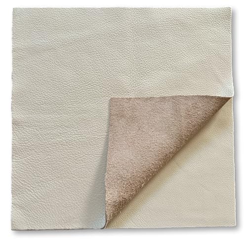 Natural Grain Cow Leathers: 12'' x 12'' Pre-Cut Leather Pieces (Off White, 1 Piece) - color: Off White, size: 1 Piece