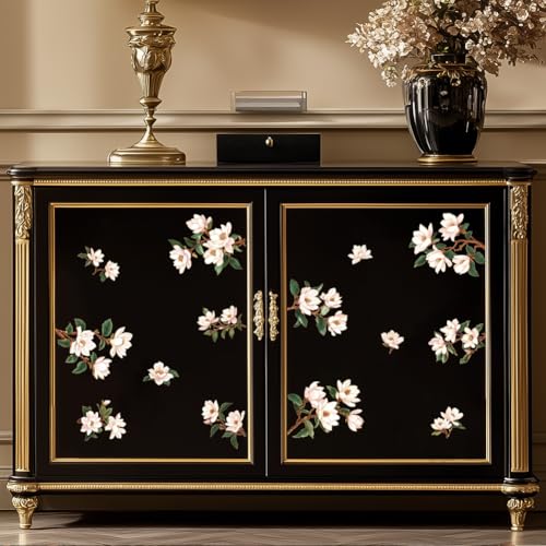 Peacoblue Chinese Aesthetic Magnolia Rub On Transfers for Furniture 6"x12" - style: Chinese Aesthetic Magnolia