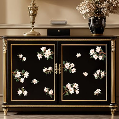 Peacoblue Chinese Aesthetic Magnolia Rub On Transfers for Furniture 6"x12" - style: Chinese Aesthetic Magnolia
