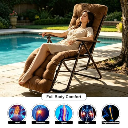 ERWUDEling 67 Inch Waterproof Patio Chaise Lounge Cushion Set of 2 – Cushions Only (No Chairs Included), Thick Replacement Cushion with Ties for Pool Recliner, Rocking High Back Chair, Brown - color: Brown 2-pack
