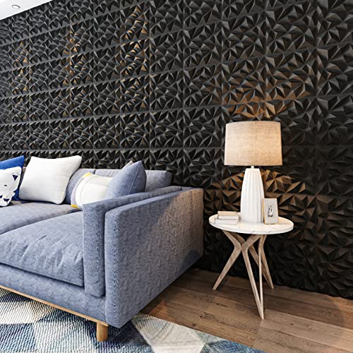 Art3dwallpanels 33 Pack 3D Wall Panels, Black PVC - color: Black