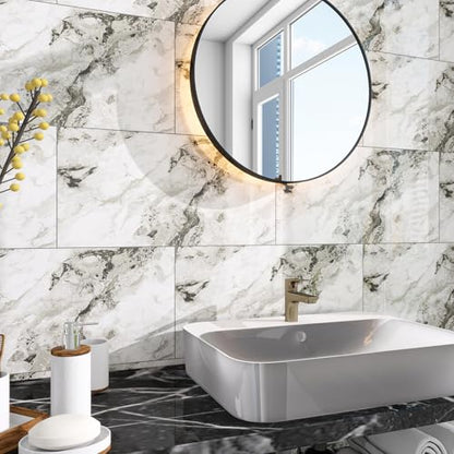Marble Peel and Stick Backsplash 23.6 x11.8 in, 10PCS - color: Green-White Marble