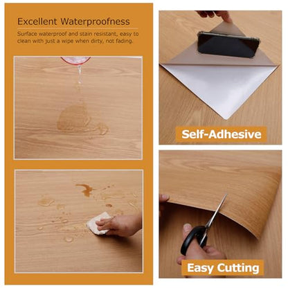 Wood Grain Contact Paper Peel and Stick Wallpaper Self Adhesive Wall Paper for Furniture Countertop Drawer Shelf Liner Cabinet Waterproof Easy to Clean 17.7" X 78.7" - color: Teak, size: 17.7"W x 78.7"L