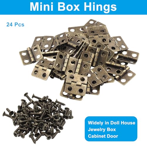 Mini Hinges 13x12mm Antique Bronze 24Pcs DIY Projects - color: Antique Bronze, size: 0.47"x0.5",24Pcs