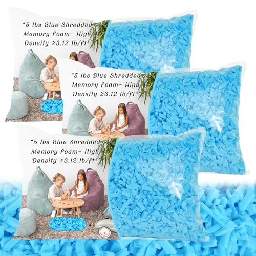 Bean Bag Filler, 15lbs Gel Shredded Memory Foam Filling - size: 15lbs