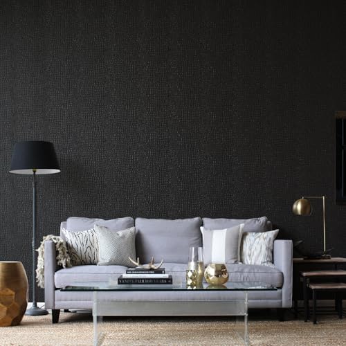 Zeeko Black Crocodile Peel and Stick Wallpaper 17.3" X 984" - color: Black, size: 17.3in x 82.02ft