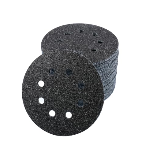 50 Pcs 5 Inch 8 Hole 60 Grit Wet and Dry Sanding Discs, Round Hook and Loop Disc Sandpaper for Random Orbital Sanders - style: 60 Grit