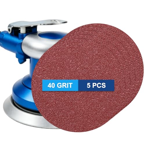 5 Pack 5 Inch PSA Sanding Discs 40 Grit Aluminum Oxide Red - size: 40 grit