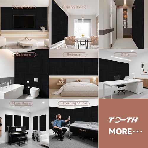 TO-TH Sound Proofing Panels Peel and Stick Acoustic Wall Panel 6Pack, Black - color: Black