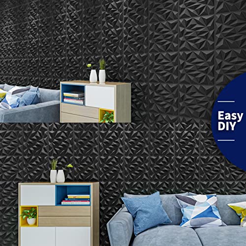 Art3dwallpanels 33 Pack 3D Wall Panels, Black PVC - color: Black