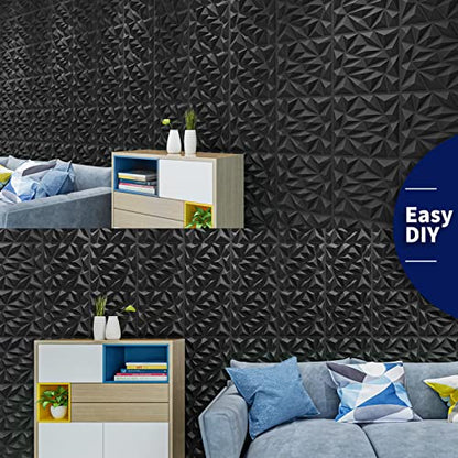 Art3dwallpanels 33 Pack 3D Wall Panels, Black PVC - color: Black