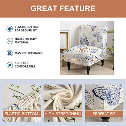 Eco-Ancheng Armless Chair Slipcover Removable Armless Accent Chairs Covers Washable Armless Slipper Chair Slipcover Printed Armless Chair Furniture Protector Covers for Living Dining Room Hotel - color: A1