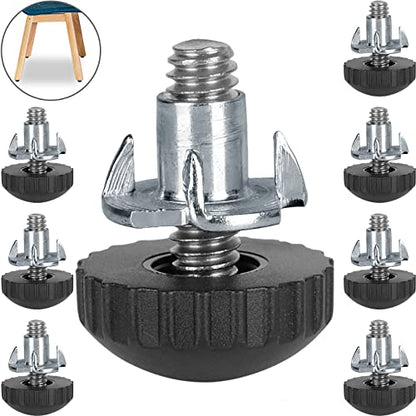 Anwenk 1/4” Furniture Leveling Feet Stainless Steel Screw-in Threaded Leg Levelers Adjustable Table Chair Levelers for Chairs Tables Cabinet Patio - 8Pack - color: Ball 1/4-8p