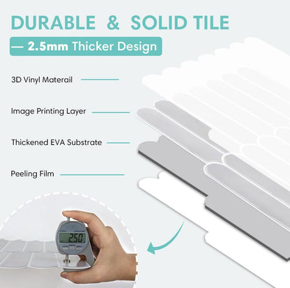 Commomy Thicker White Peel and Stick Tiles Backsplash 10 pcs of 12" x 12" - color: Glossy Gray & Thicker Design