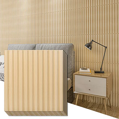 Art3d 3D Fluted Textured Slat Wall Panels, 19.7 x 19.7 in, 12-Pack, Oak - color: Square - Oak, size: 19.7 x 19.7in.