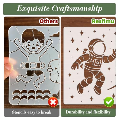 Space Astronaut Stencils for Crafts Reusable 20Pcs Stencils(5.9X5.9 in) - color: Space 1