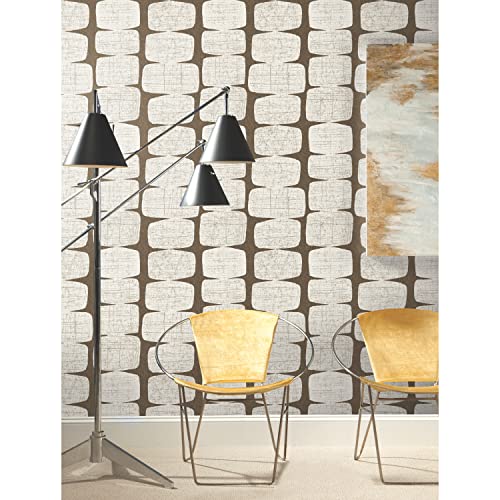RoomMates Mid-Century Beads Peel and Stick Wallpaper, Brown - color: Brown