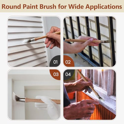 Trim Paint Brush, 0.6", 3 Pcs Round Brushes for Walls, Touch Up - size: 0.6 Inch Round, 3 Pack