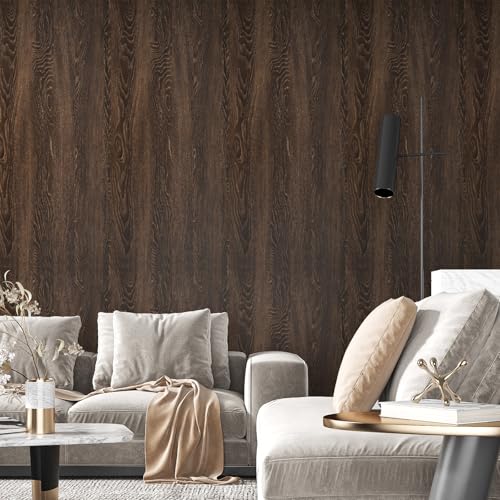Extra Wide Wood Contact Paper Rustic Brown Wood Grain Wallpaper - size: 32" x 118"