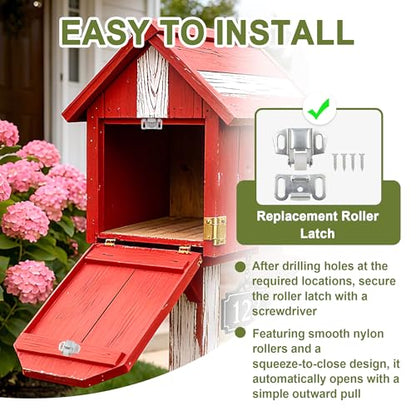 4 PCS Mailbox Roller Catch Latch with Screws Hardware Wheel Spring