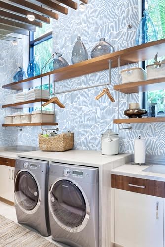 Guvana Blue Wallpaper Peel and Stick Modern Blue and White Contact Paper - color: Blue and White, size: 17.3" x 118"