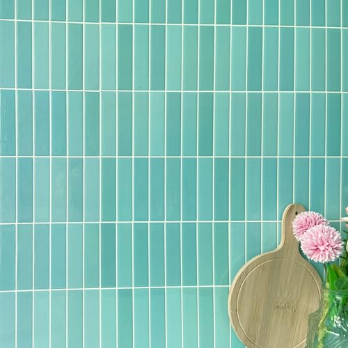 Alwayspon 10 Sheets 3D Peel and Stick PVC Backsplash Tiles, 10"x10" Self-Adhesive Wall Tile Stickers Stick on Subway Tiles for Kitchen Bathroom, Mint Green - color: T80559