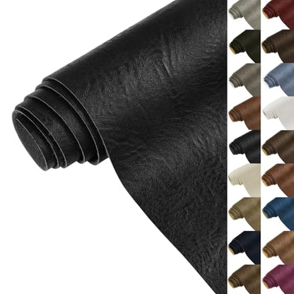 Faux Leather 1.0mm Upholstery Fabric by the Yard 55x36 Inch Black - color: Black, size: Pre Cut 1 Yard