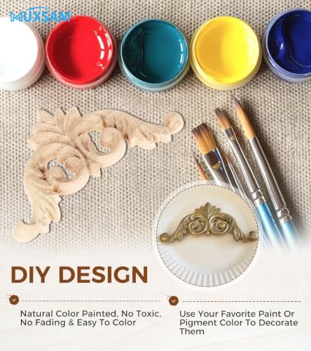 4Pcs Wood Carved Appliques Corner Wooden Carving Onlays Decals for Furniture - size: 5.91 x 5.91 inches