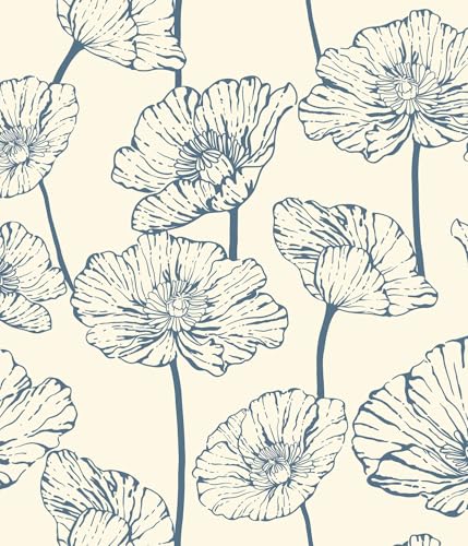 Orainege Peel and Stick Wallpaper Blue and Beige Wallpaper - color: Blue and Beige, size: 17.3" x 196.8"