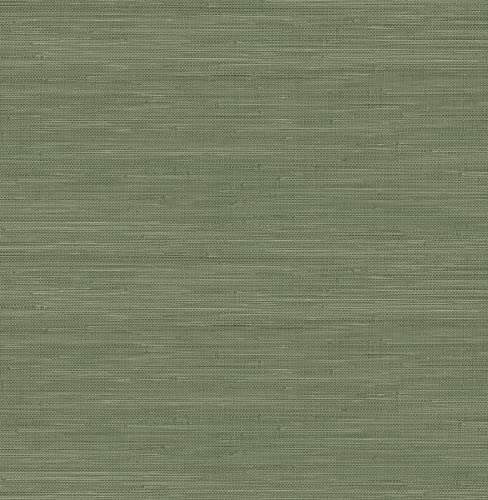 NuWallpaper x Society Social Classic Faux Grasscloth Peel and Stick Wallpaper, Hunter Green, Textured Removable Wallpaper, 20.5 in x 18 ft - color: Hunter Green