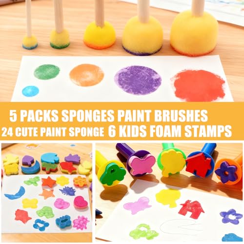 53-Pack Sponge Paint Brushes, Washable Painting Brushes - style: 53 Pcs