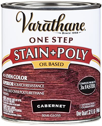Varathane One Step Stain & Poly Semi-Gloss Cabernet Wood Finish - color: Cabernet, size: Quart (Pack of 1)