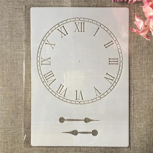 TIAMECH A4 Reusable Rome Clock Dial Stencil for Painting - style: Rome Clock Dial