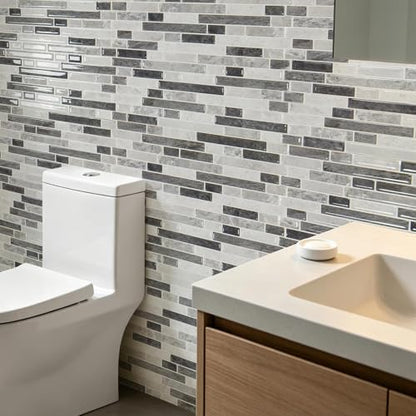 Art3d Linear Tile Peel and Stick Backsplash, 10-Sheet, Multi-Tone Gray - color: Multi-Tone Gray, size: 12 x 12 Inch