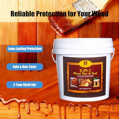 Mission Brown Advanced 5 Gallon Wood Sealant & Finish | Enhances Wood Grain | Flexible, Crack-Resistant Coat for Inside/Outside Terrace and Fence,Planting Boxes,Non-Toxic Environmentally Friendly - color: Mission Brown, size: 5 Gallon