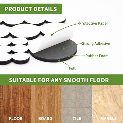 Felt Furniture Pads for Hardwood Floors 68 PCS, Round, Brown - size: 68PCS Value Pack Round Dark Brown
