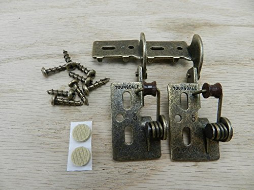 2 YOUNGDALE #6 Antique Brass 1/2 Overlay 5/8-1" Thick Door Concealed Snap Close Cabinet Hinges Frameless Framed Face Bumpers Screws Easy Simple Installation Table Saw Plunge Router Notch Embedded
