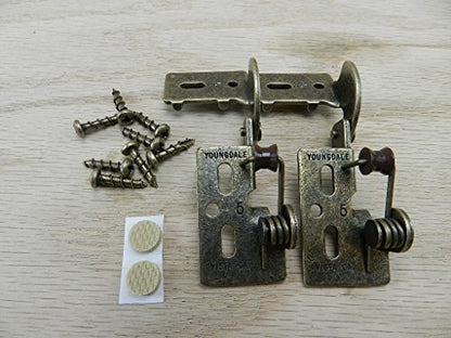 2 YOUNGDALE #6 Antique Brass 1/2 Overlay 5/8-1" Thick Door Concealed Snap Close Cabinet Hinges Frameless Framed Face Bumpers Screws Easy Simple Installation Table Saw Plunge Router Notch Embedded