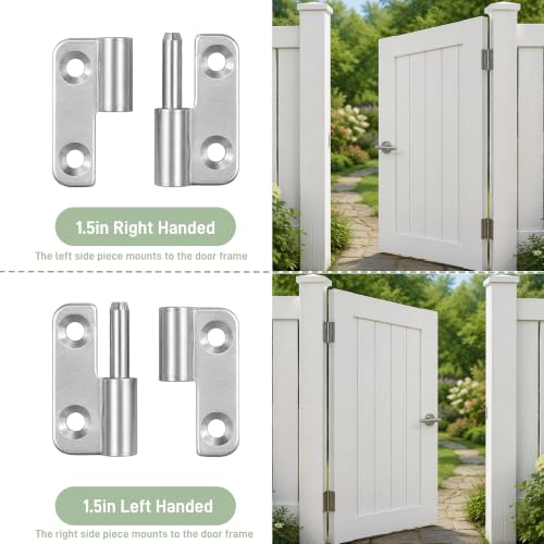 1.5in Lift Off Hinges 4Pack, 304 Stainless Steel Small Cabinet Hinges, Pin-on-Right Removable Butt Hinges for Wooden Box, Tool-Free Hinge for DIY & Electronics Enclosure (Silver, 16 Screws) - size: 1.5x1.35x0.4 in