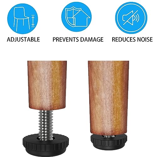 ALLWIN 1/4" Thread Furniture Feet Levelers - 18 Pack Adjustable Table Leveling Feet with Threaded Insert for Desk, Chairs, Cabinets, Stool Legs - Foot Levelers Screw
