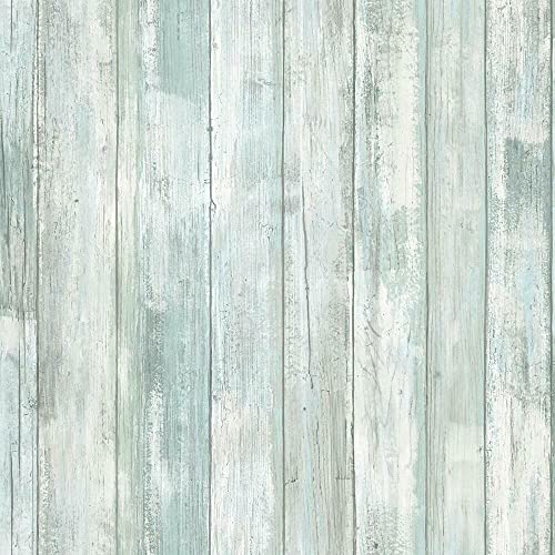 RoomMates Blue Weathered Planks Peel and Stick Wallpaper - color: Blue & Grey