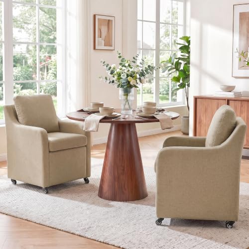 Dining Chairs with Wheels Set of 2 - color: Camel