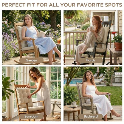 Codi Rocking Chair Cushions Indoor, Water-Resistant, Beige 1 Pack - color: Beige, size: 18"x18"/18"x22" - Standard 1PK