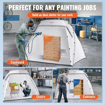 VEVOR Portable Paint Booth, Larger Spray Paint Tent with Built-in Floor & Mesh Screen & Windproof Hooks, Painting Tent Station for Furniture DIY Hobby Tool, 7.5x5.2x5.2ft Spray Paint Shelter - size: L90*W62*H62inch