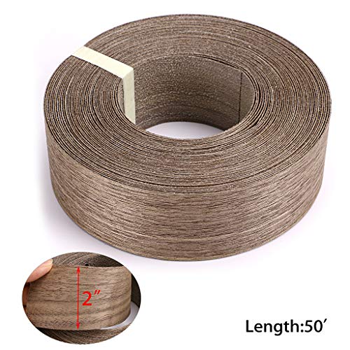 Skelang Walnut Wood Veneer Edge Banding Preglued Iron-on with Hot Melt Adhesive Edgebanding Flexible Wood Tape (2" x 50') - size: 2" x 50'