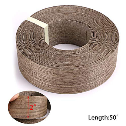 Skelang Walnut Wood Veneer Edge Banding Preglued Iron-on with Hot Melt Adhesive Edgebanding Flexible Wood Tape (2" x 50') - size: 2" x 50'