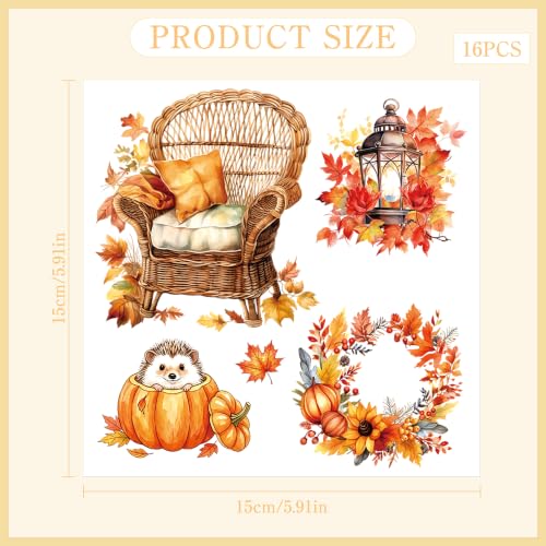 16 Pcs Fall Harvest Rub-On Transfers for Furniture & Crafts